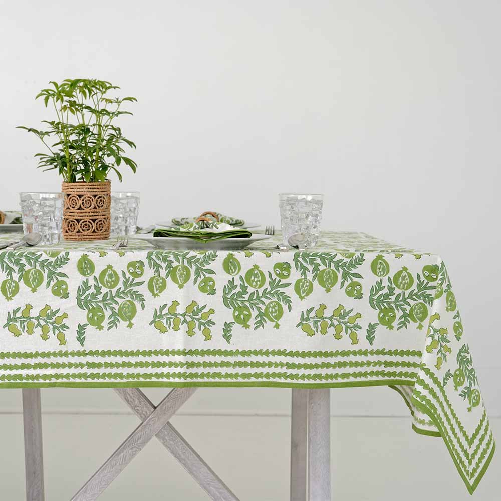 Pom Bells Green tablecloth.