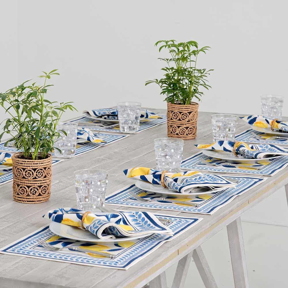 Table with matching Mod Lemon placemats and napkins.