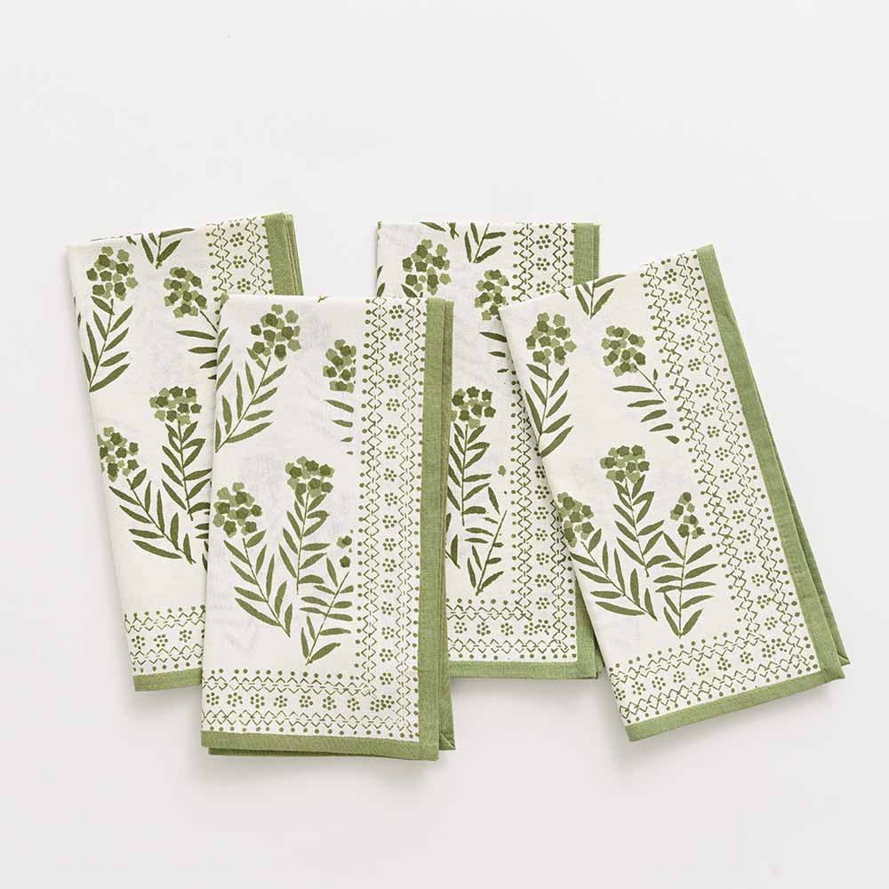 Phlox Green napkin set of 4.