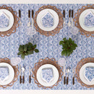 Tablecloth paired with matching napkins.