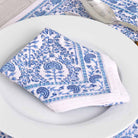 The blue and white detailing gives a modern yet global look.