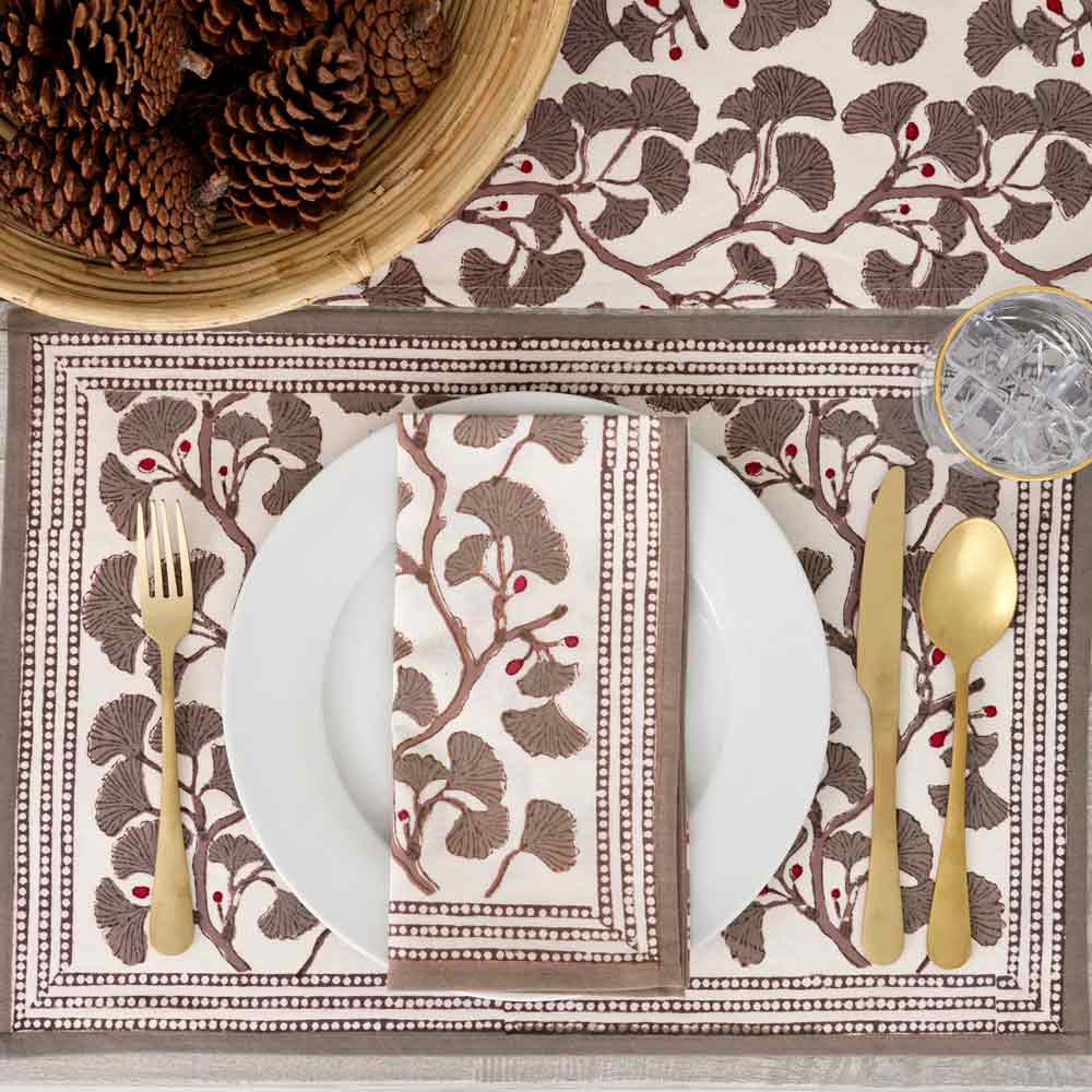 Matching placemat and napkin.