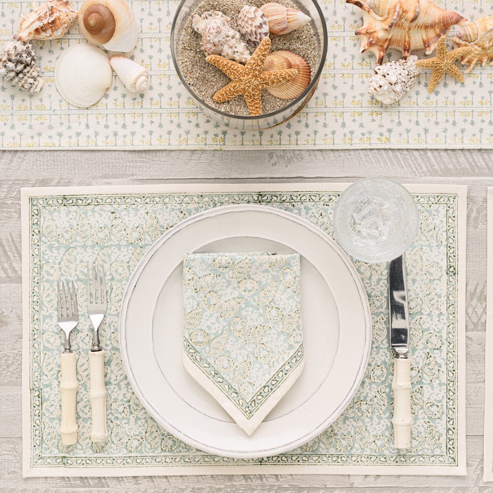 India Hicks Home Seashell Seafoam Placemat Set of 4 Pomegranate Inc.