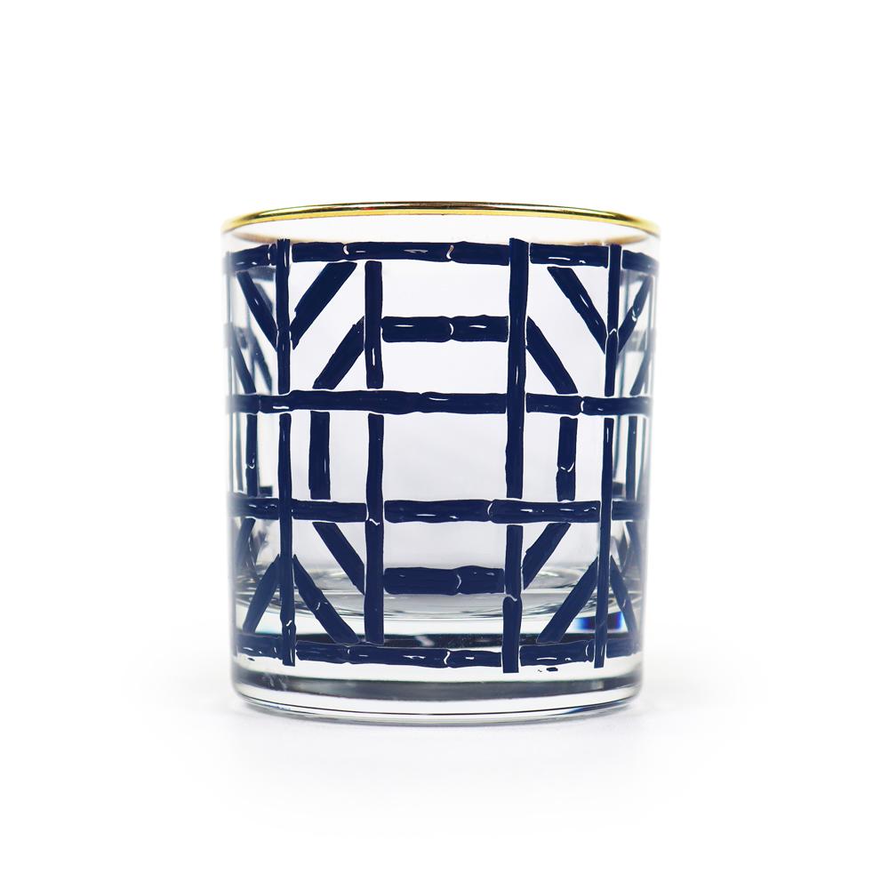 Navy Bamboo Bourbon Glass