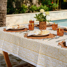 Tapestry Marigold Hand Block Printed Yellow & White Cotton Tablecloth