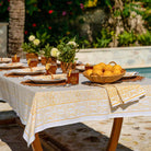 Tapestry Marigold Hand Block Printed Yellow & White Cotton Tablecloth