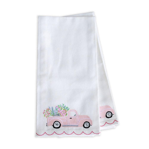 Embroidered tea towels cute flower cart