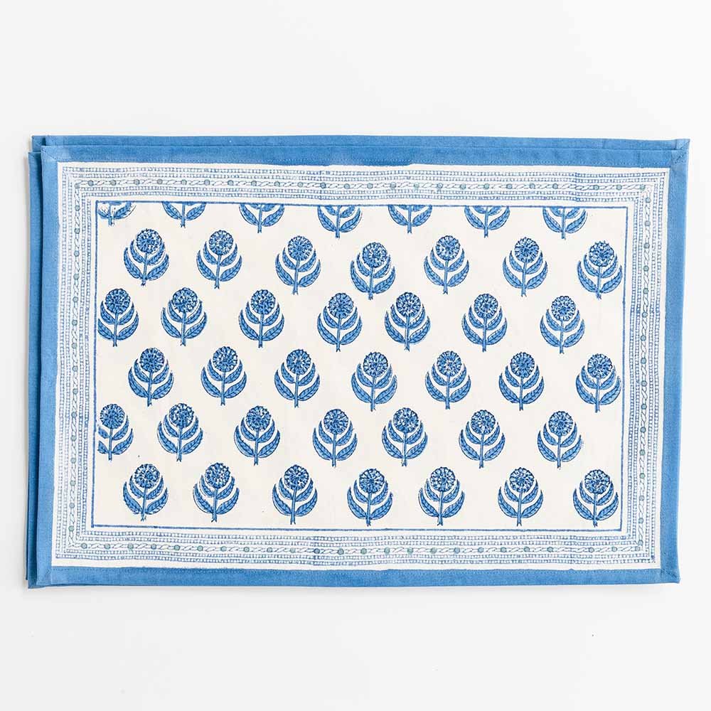 Periwinkle blue and white Pinot placemat.