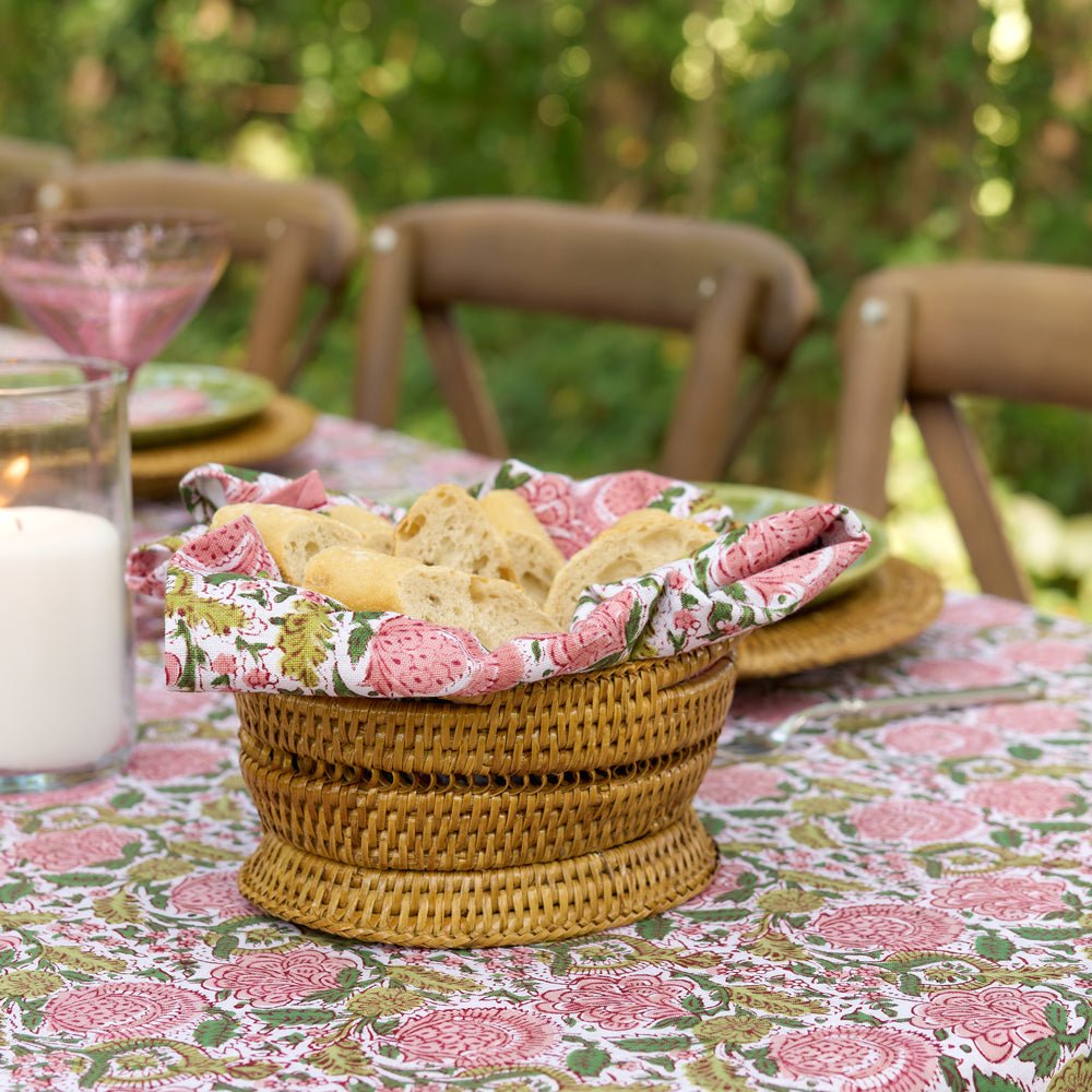 woven rattan mini basket with bread