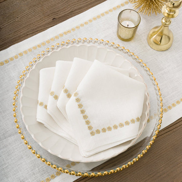 India Hicks Home Gold Stars White Linen Napkin | Set of 4