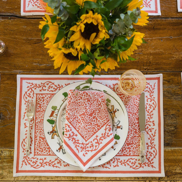 Pomegranate Tapestry Persimmon Oven Mitt Set