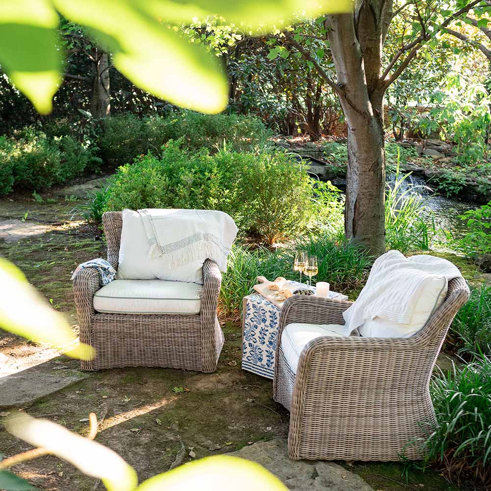 Outdoor dining set up.