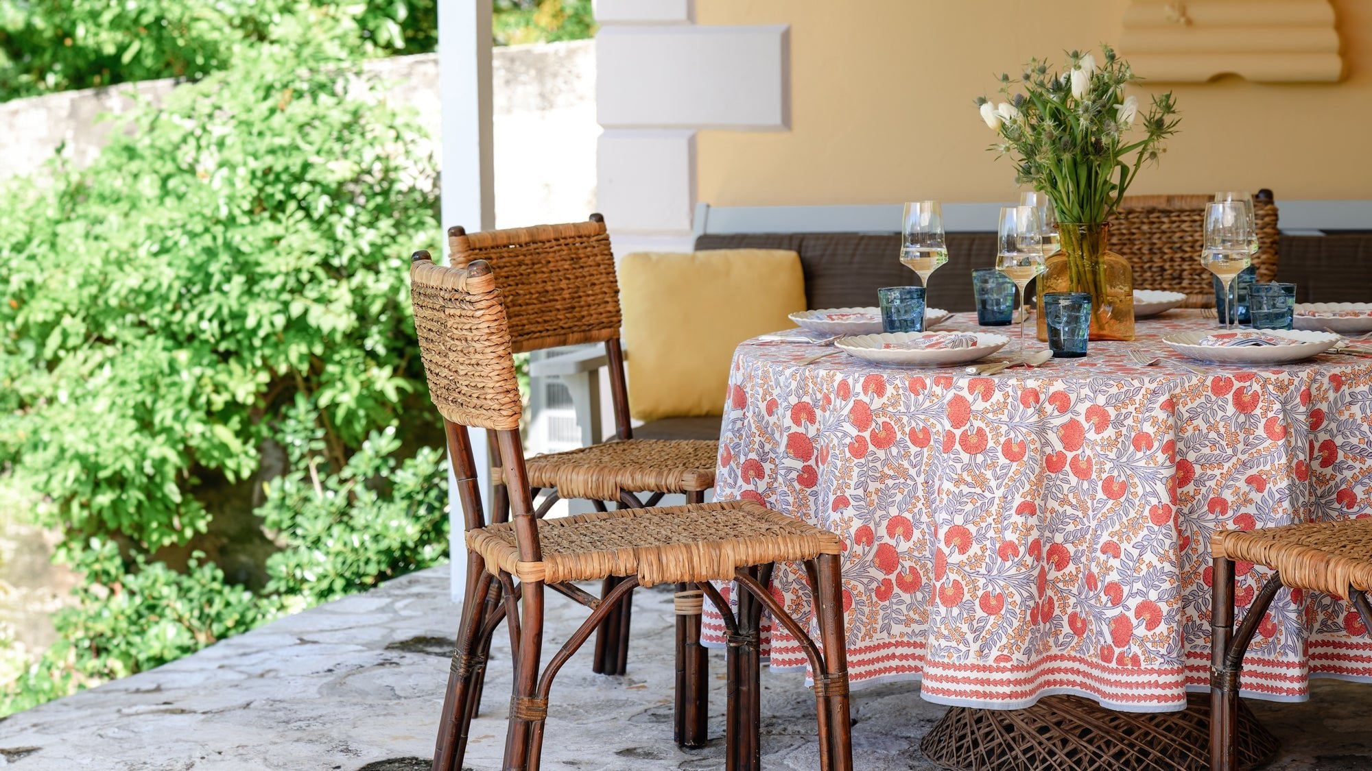 Pomegranate Featured in Food & Wine’s Top Outdoor Tablecloths List