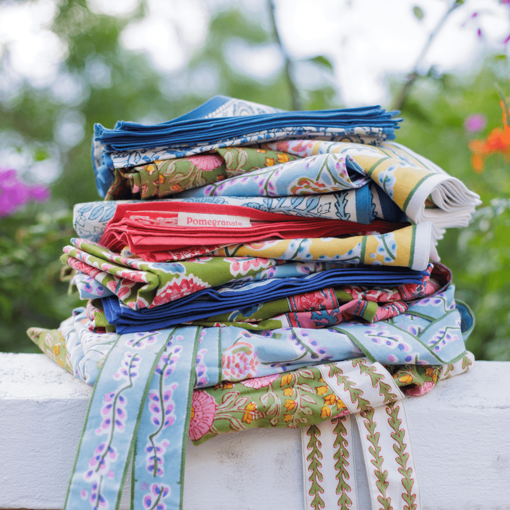 colorful spring table linens