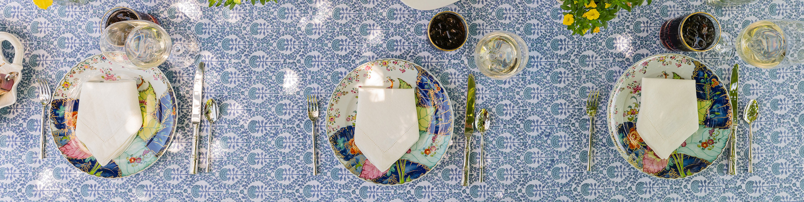 classic hand block printed table linens