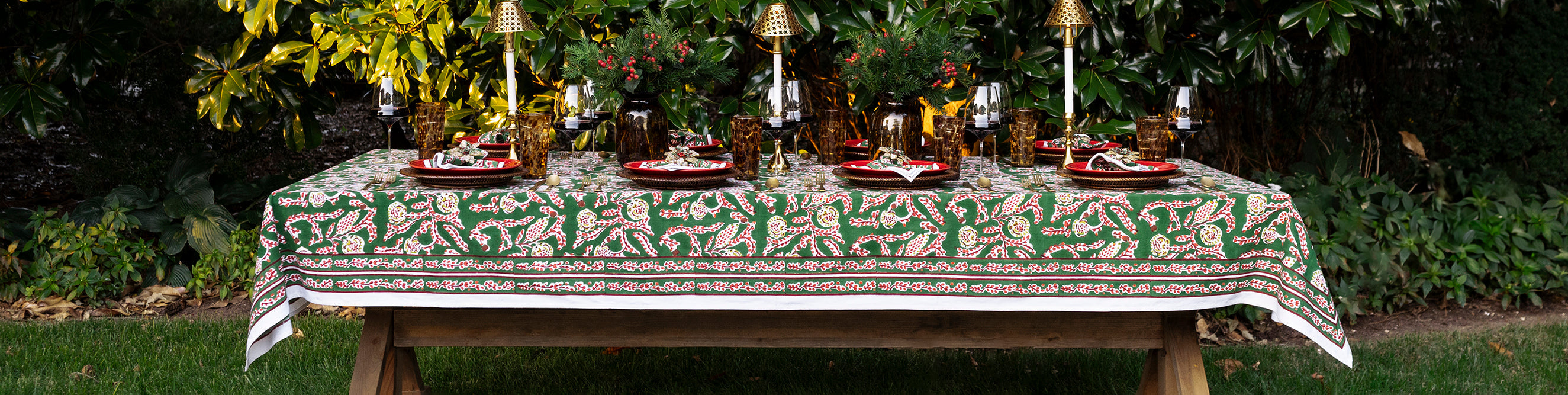 Hand Block Printed Tablecloths | Pomegranate Inc.