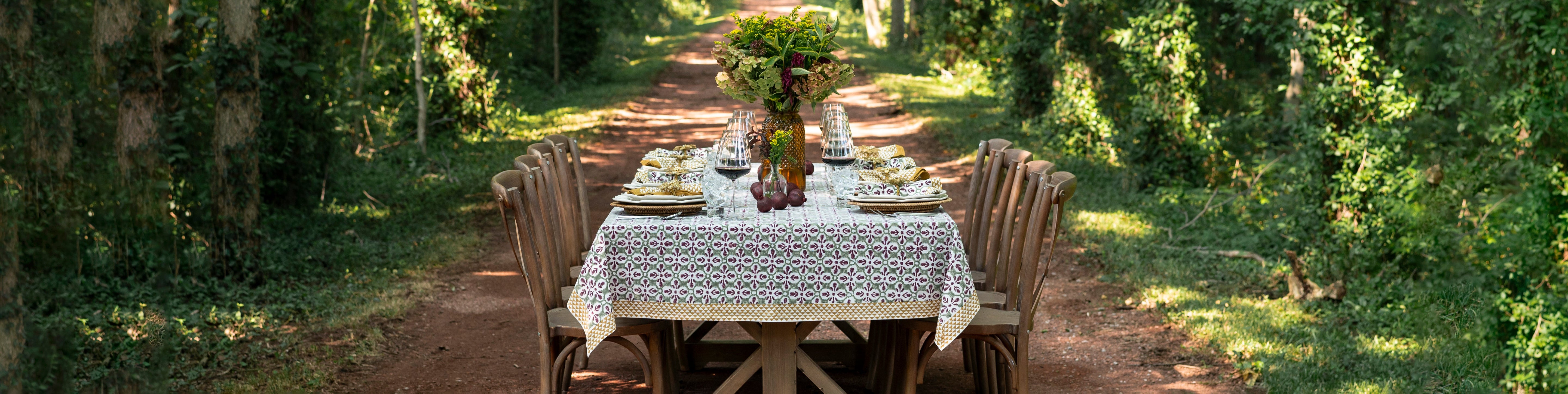 Hand Block Printed Tablecloths | Pomegranate Inc.