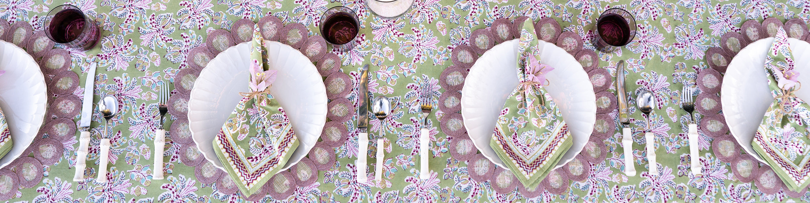 Hand Block Printed & Natural Woven Placemats | Pomegranate Inc.