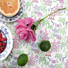 Palms & Pagodas Tablecloth - Pomegranate