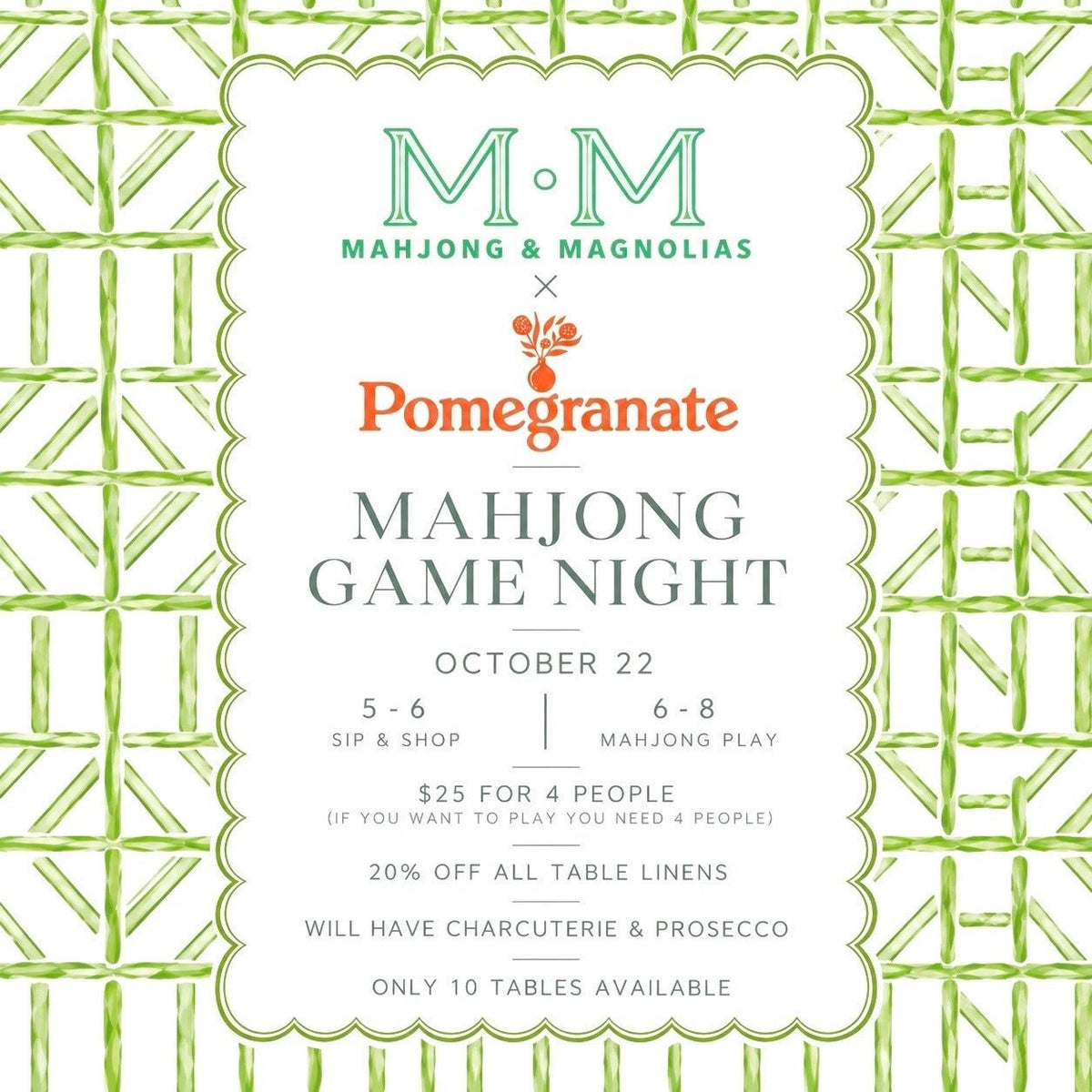 Mahjong Game Night - Mahjong & Magnolias x Pomegranate - Pomegranate