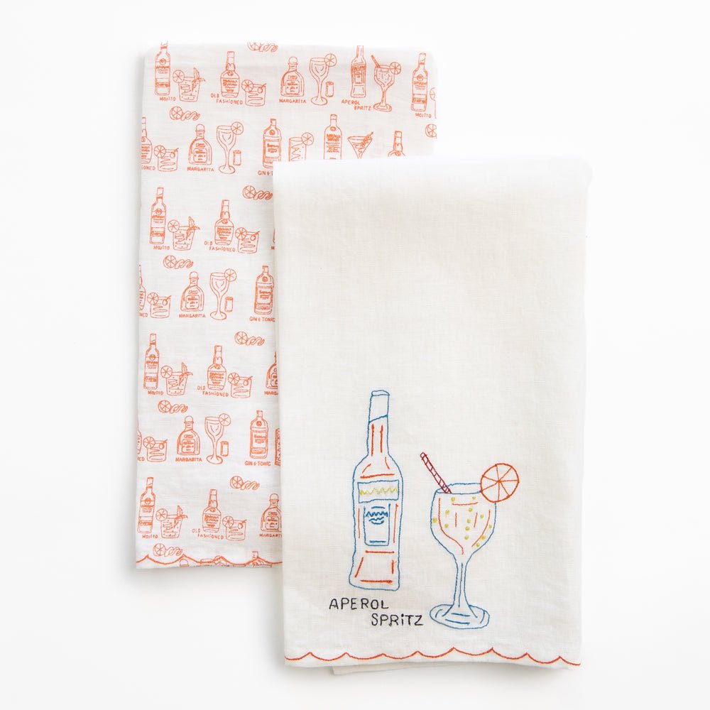 Aperol Spritz Orange & White Kitchen Tea Towels