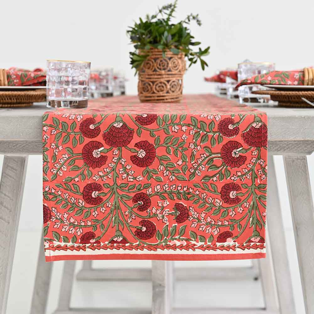 Cactus Flower Red Table Runner | Colorful Table Linens – Pomegranate