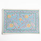 Climbing Dahlia Sky Blue Floral Hand Block Printed Cotton Canvas Placemats