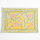 Climbing Dahlia Sunshine Yellow Floral Hand Block Printed Cotton Canvas Placemats