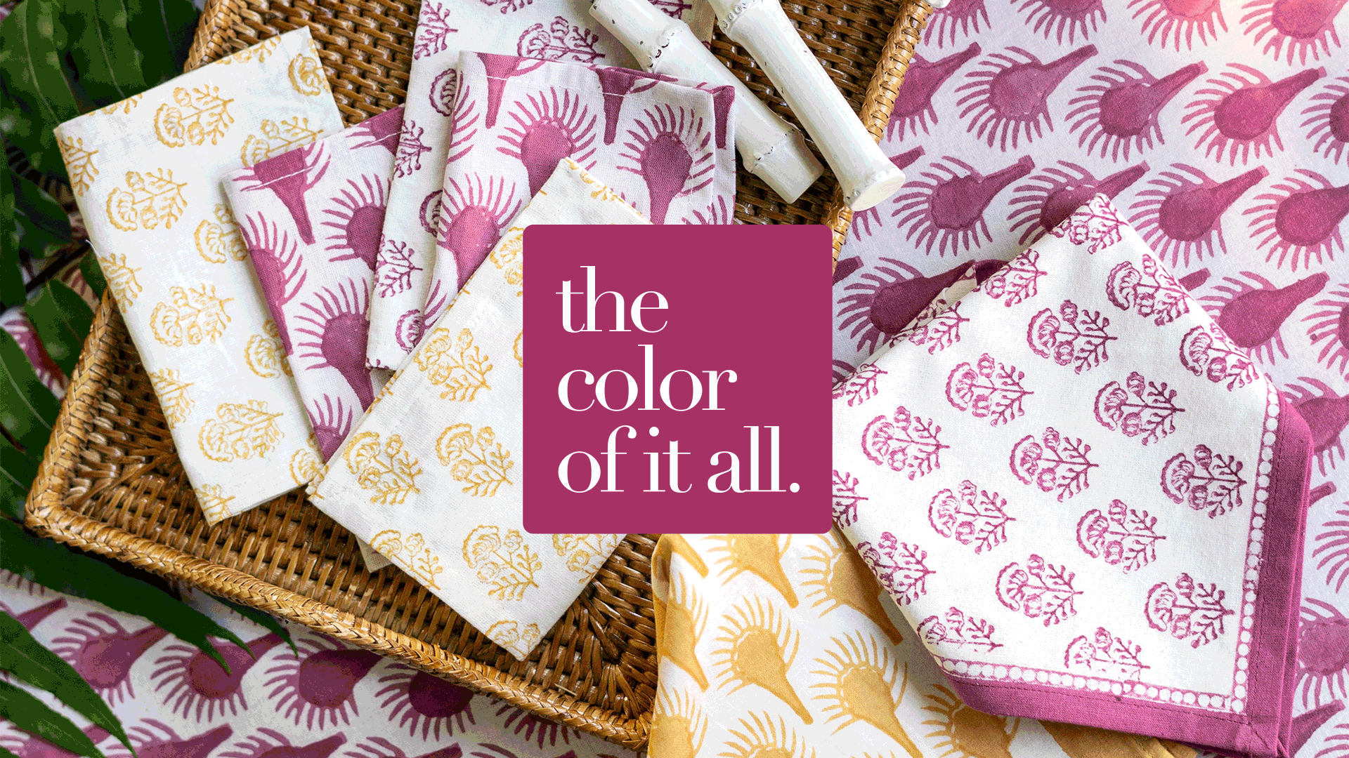 Colorful table linens by Pomegranate