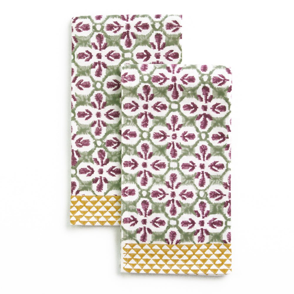 Fleur de Lis Antique Jade Tea Towels
