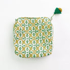 Fleur de Lis Geo Saffron Large Green Cosmetic Bag 