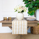 India Hicks Home x Pomegranate Climbing Nettle Sand Hand Block Printed Beige & White Table Runner