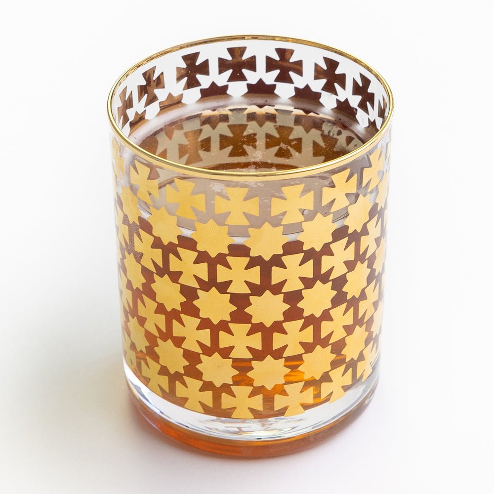 India Hicks Home x Pomegranate Gold Cuban Cross Bourbon Glass