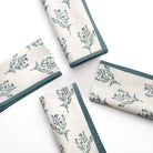 India Hicks Home x Pomegranate Thistle Dusty Sky Blue & White Hand Block Printed Napkins