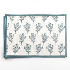 India Hicks Home x Pomegranate Thistle Dusty Sky Blue and White Hand Block Printed Cotton Canvas Placemats