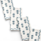 India Hicks Home x Pomegranate Winter Flower Dusty Sky Blue & White Hand Block Printed Cotton Napkins