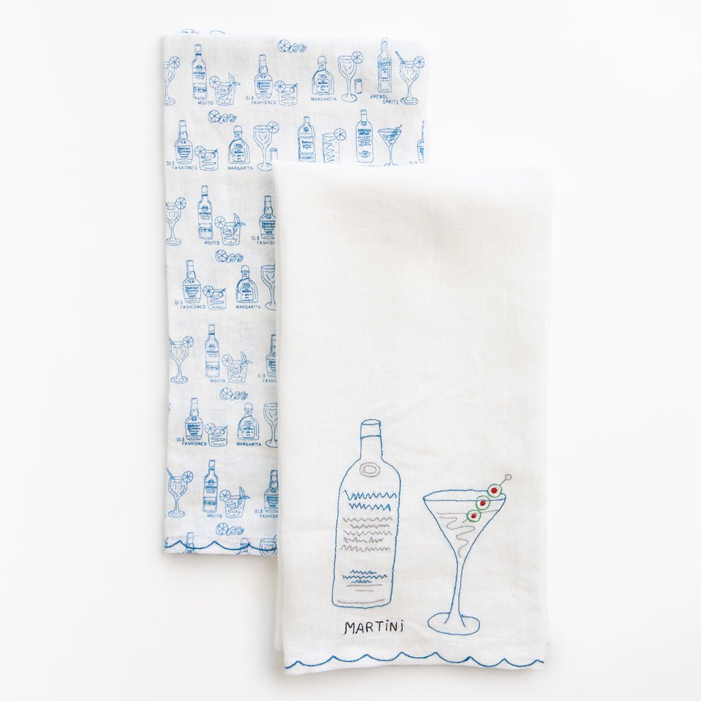 Martini Blue & White Kitchen Tea Towels