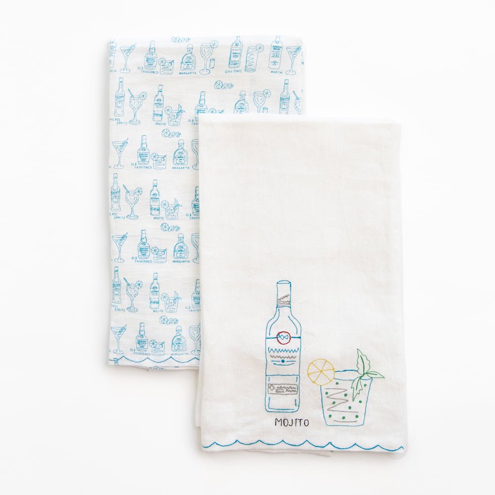 Mojito Blue & White Kitchen Tea Towels