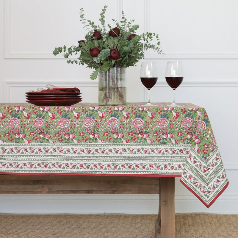 Pomegranate Garden Wine & Rose Tablecloth — 55x55
