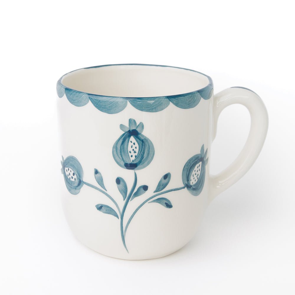 Pomegranate Hand Painted Teal Floral Ceramic Mug