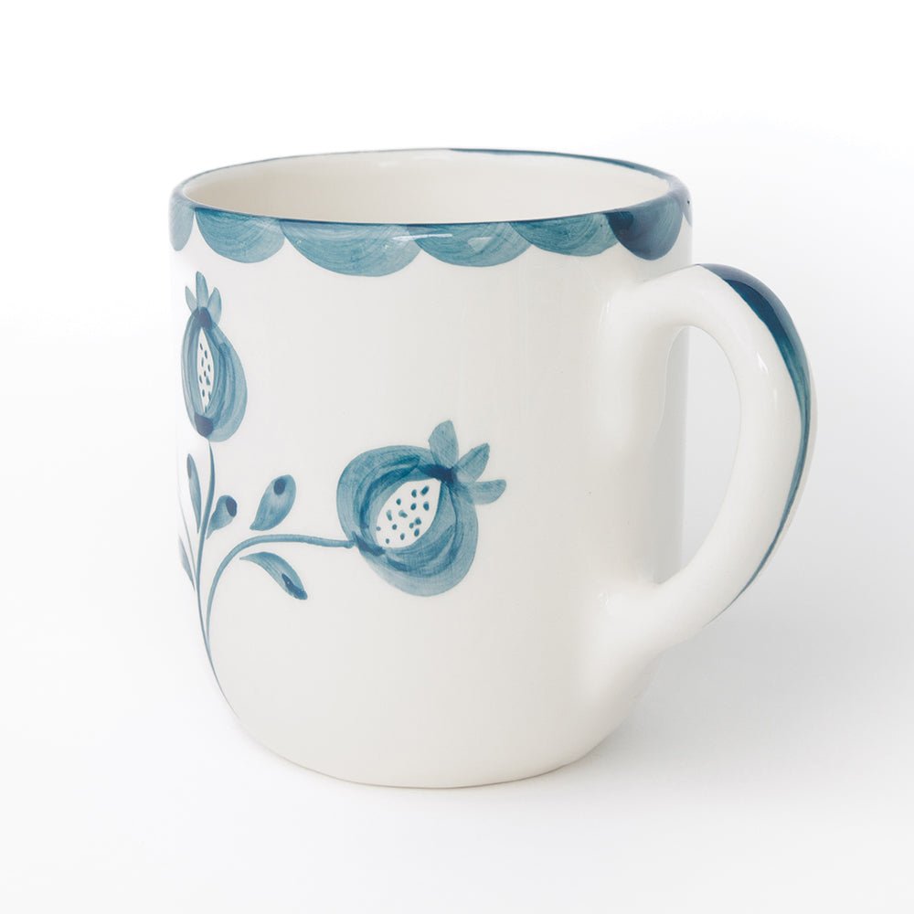 Pomegranate Hand Painted Teal Floral Ceramic Mug