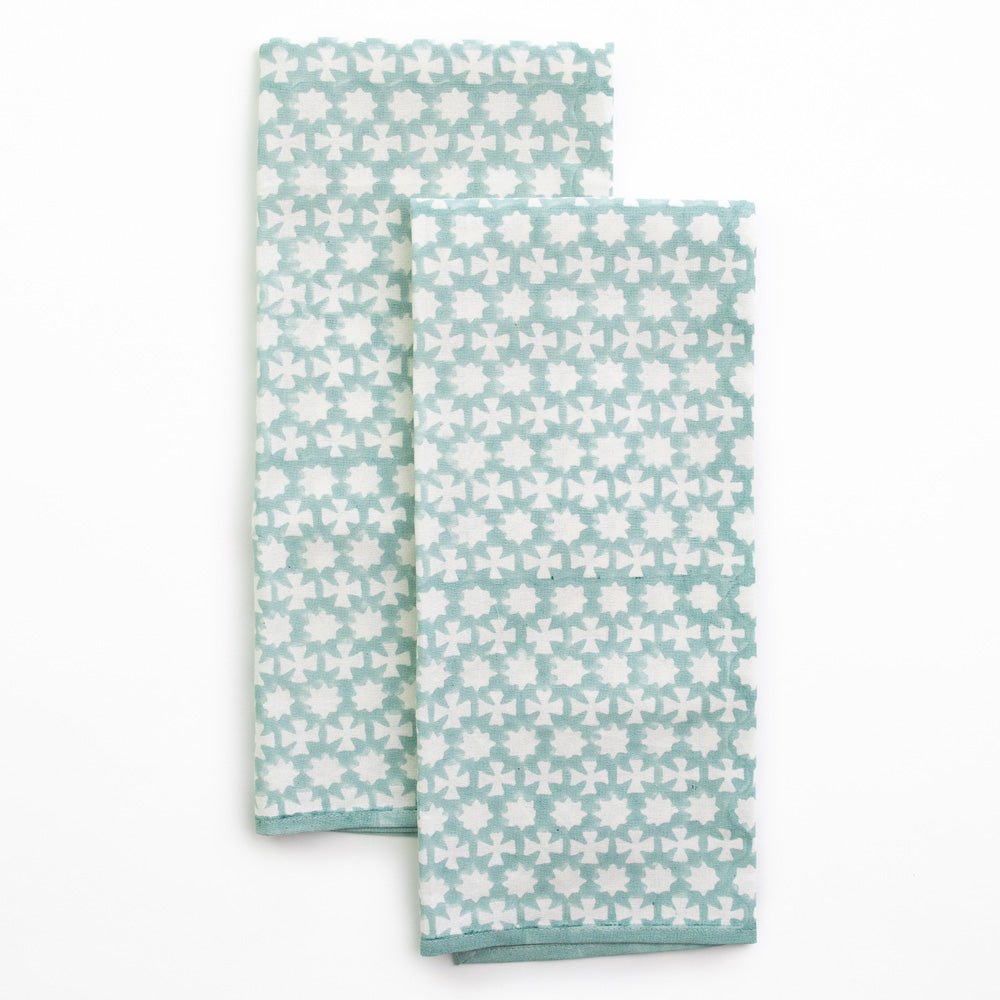 India Hicks Cuban Cross Palladian Blue Tea Towels