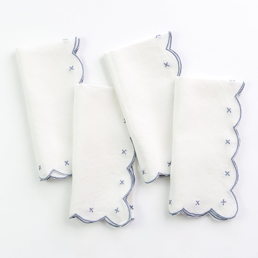 Linen Scalloped Napkins, Set of 4 factory