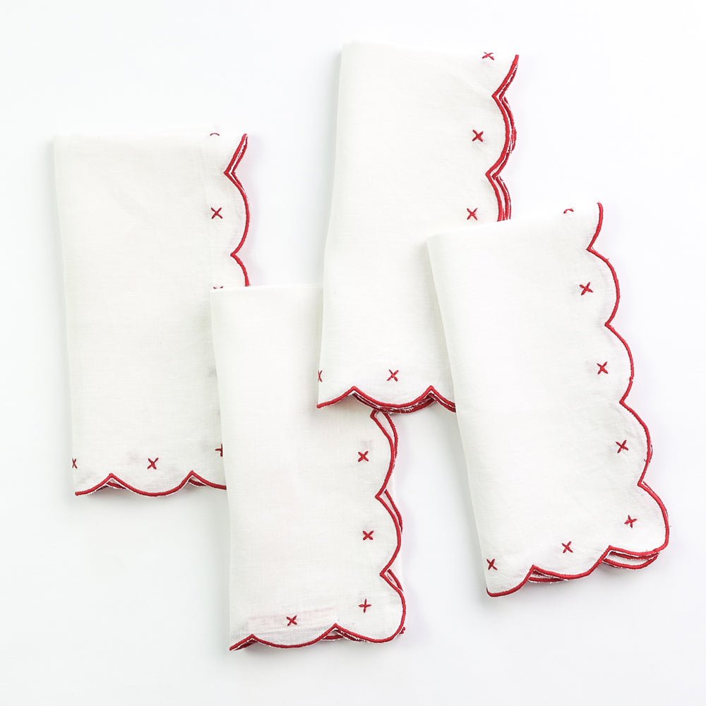 Linen Scalloped Napkins, Set newest of 4