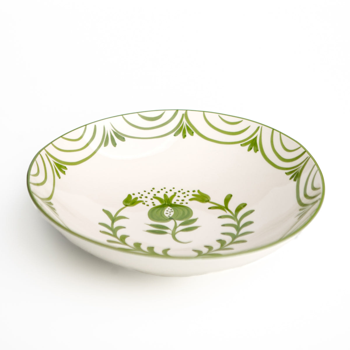 Crest Green Ceramic Salad Bowl – Hand Painted Portugal