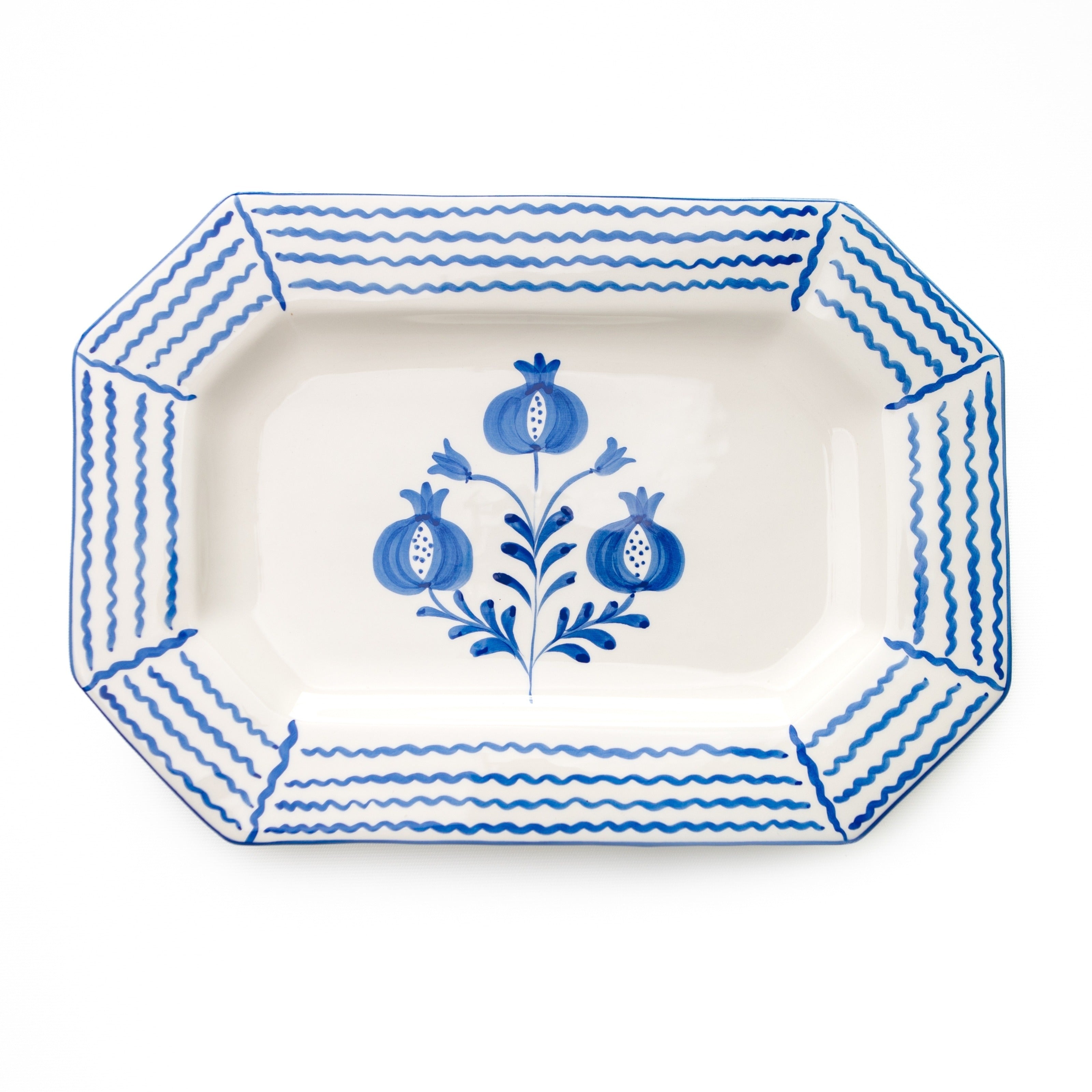 Cobalt Sketch Trio ブルガリ　プレート Ceramic Portugal Painted Hand – Platter 食器