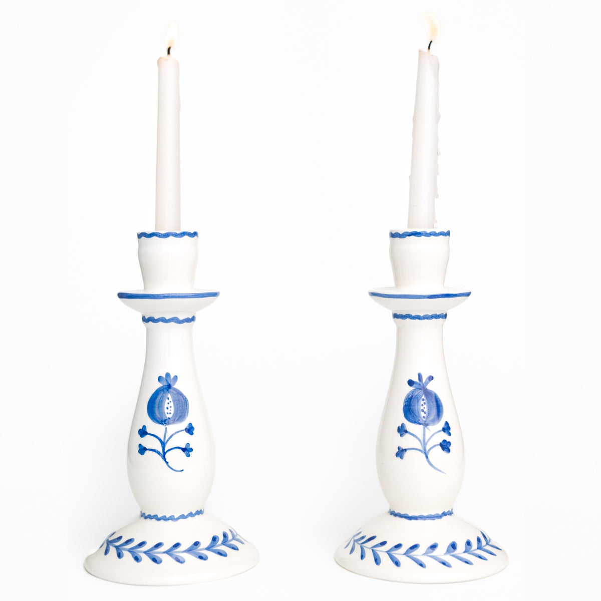 Trio Sketch Cobalt Candlesticks