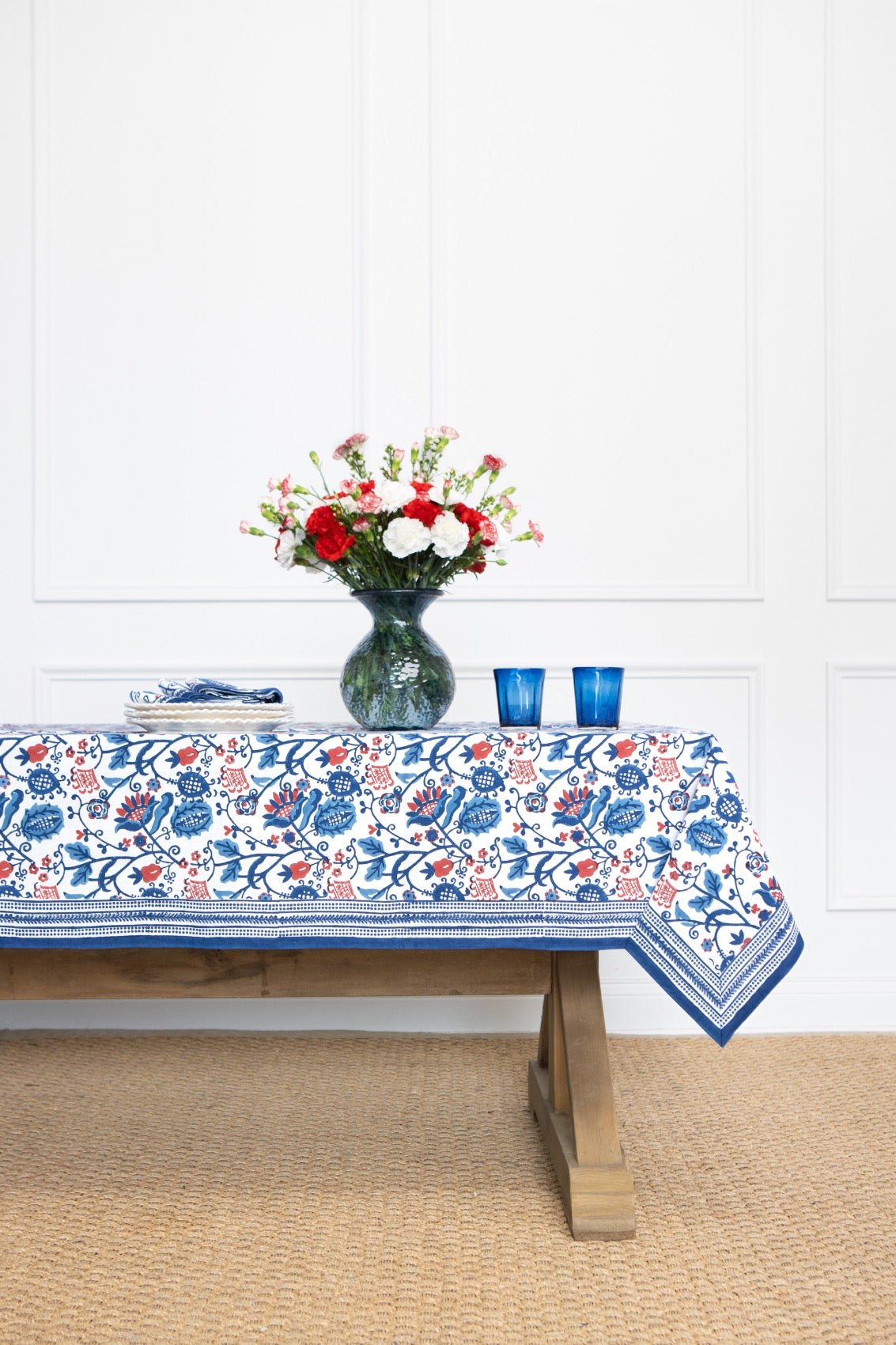 Con Con Red & Blue Tablecloth - Pomegranate