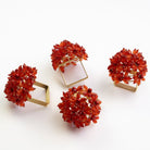 Red and Gold Floral Beaded Napkin Rings