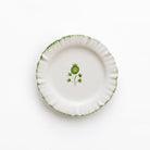 Ruffled Green Hand Painted Floral Ceramic Appetizer Plate